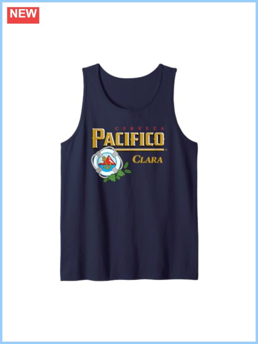 Pacifico Beer Logo Tank Top Classic Fit Double-Needle Hem